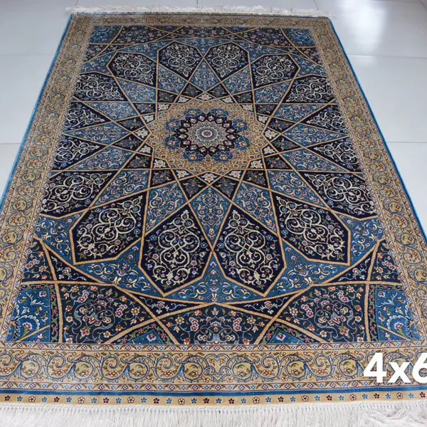 4x6ft Handmade Silk Persian Carpet for Bedroom and Study Room photo-2