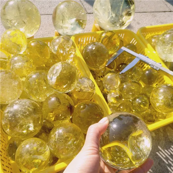50-80mm Diameter Natural Rainbow Citrine Crystal Sphere Ball photo-3