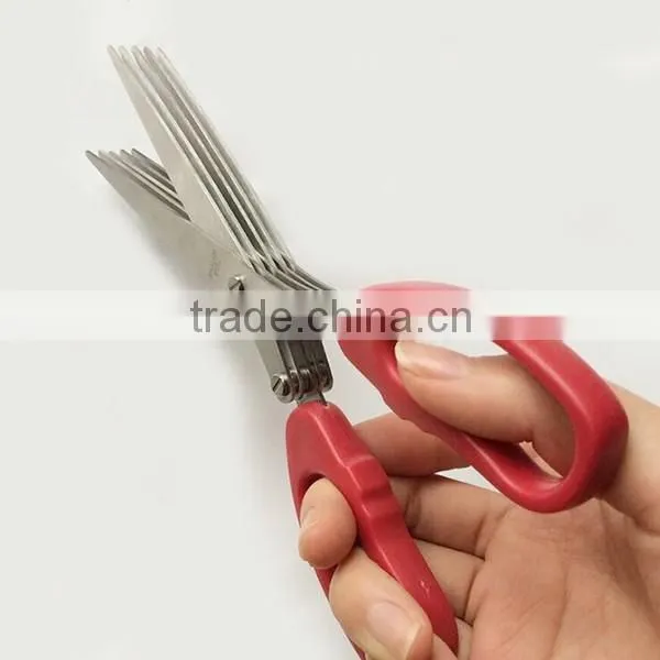 2015 New Stainless Steel 5 Blade Kitchen Herb Scissors Office Paper Cutting Shredding Scissors photo-3