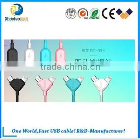 Wholesale Colorful 2 In1 Usb Cable Fast Charge Sync Data Cable for Micro/Iphone photo-4