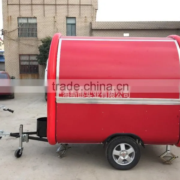 7.6*5.5ft Red Food Van/Street Food Vending Cart For Sales,Hot Dog Cart/Mobile Food Trailer With Big Wheels photo-5