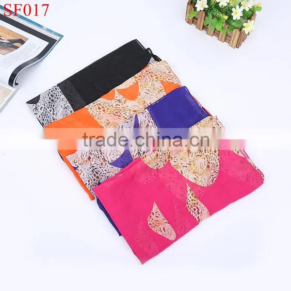 SF015 2015 Hot Sale Autumn Silk Cachecol Chiffon Scarf Purple Scarf Leopard Print Super Star photo-2
