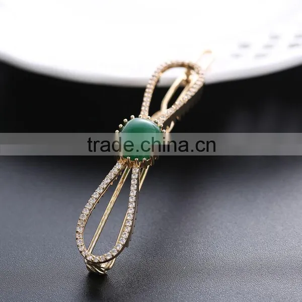 Neoglory Accessories Beautiful Green and Blue Zircon Crystal Vertical Clip Hair Pin photo-5