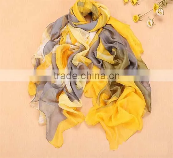 Cool Printing Big Size Plain Square Silk Chiffon Scarf photo-5