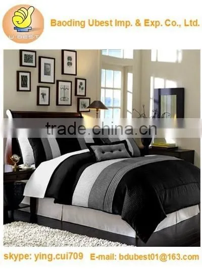 Modern Black White Grey Luxury Stripe Comforter Set Queen Size Bedding