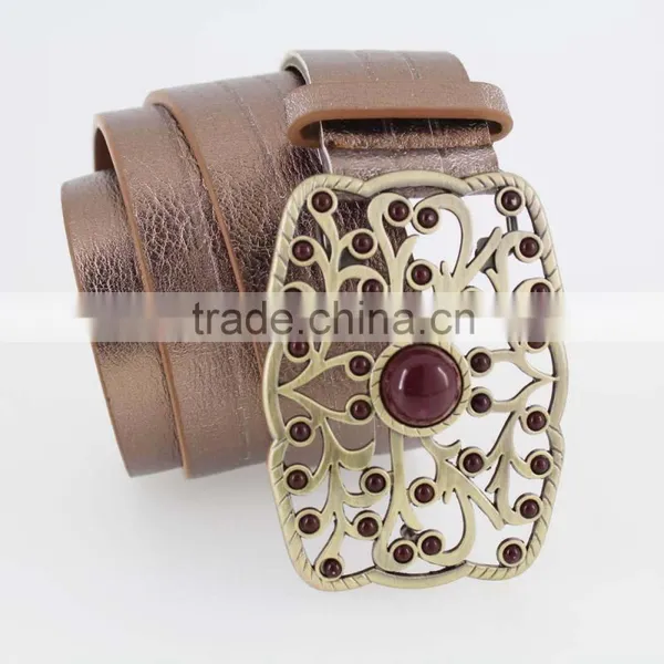 2015 Vintage Style Women's Fashion PU Brand Belt With Pierced Buckle in Chinese Factory photo-3