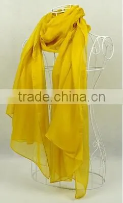 100% Silk Pure Color Long Silk Colourful Scarves photo-3