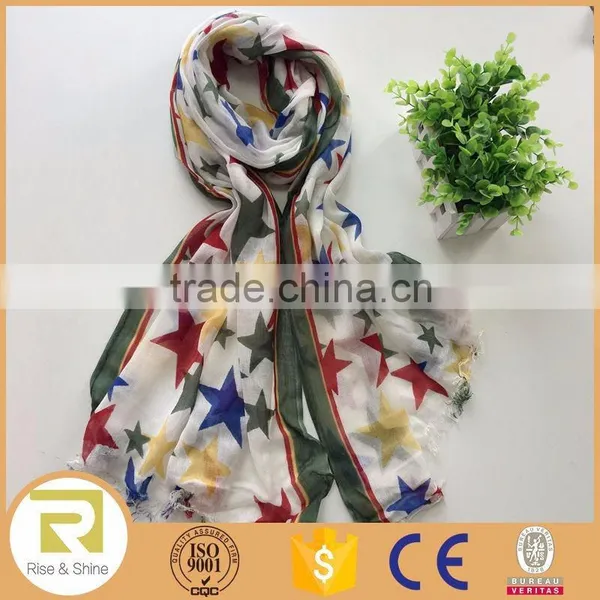 Wholesale 100% Rayon Print Fringed Shawl Scarf
