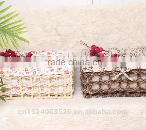 Set of 3 Maize Husk Weaved Storage Baskets -brown photo-2