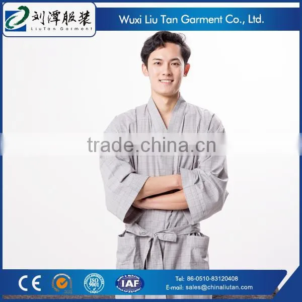 Grey Plaid Men's Sexy Asian Pajamas Sleepwear Producer photo-3
