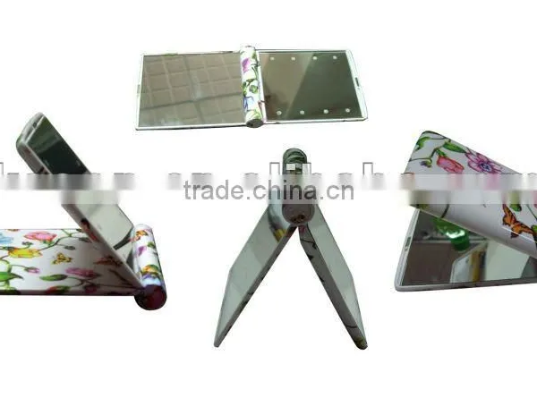 Square Led Portable Mirror With Flower Print