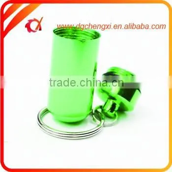 2016 Hot Sale Green Round Bottom Waterproof Pill Box With Keyrings,Earplug Storage Bottle photo-2