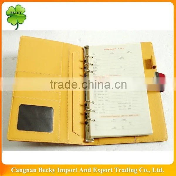 Bank/hotel Promotional Red Imitation Leather Lock Diary/planner With 6-ring Binder photo-2