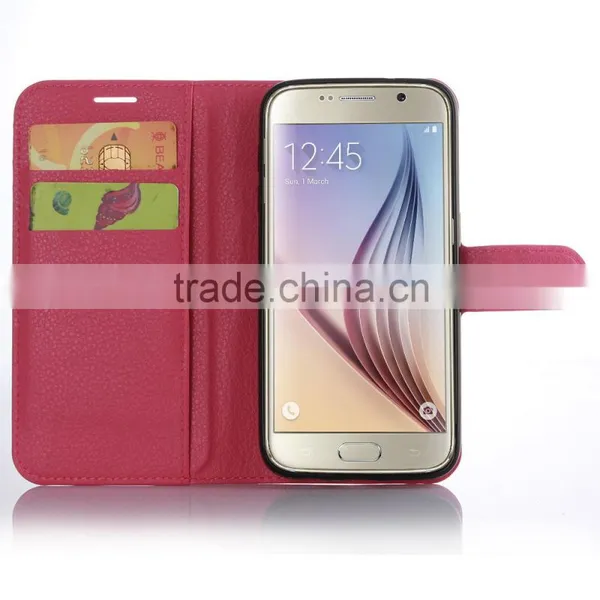HOT SELLING Luxury Case for Samsung GALAXY S7 PU Lichee Leather Flip Cover With Wallet photo-5