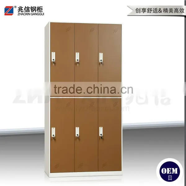 Classic Style 2-tier Wardrobe Locker Stadium Steel Locker With 6 Doors