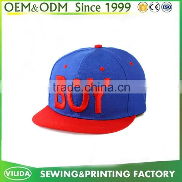 Guangzhou Factory Custom Kids Hip Hop Caps Black and Red Embroidery Kids Caps and Hats photo-4