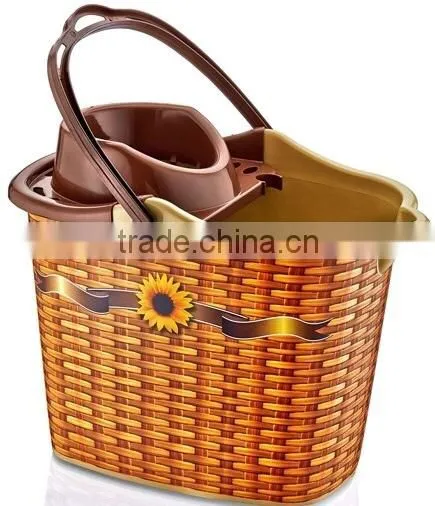 Plastic Cleaning Bucket Very Good Design With Plastic Handle With Its Squeezer and 4 Wheels Under photo-3