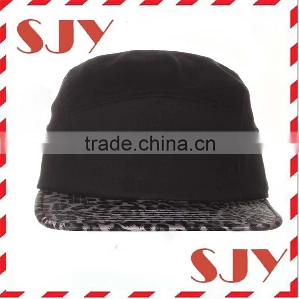 Custom Made Leopart Suede Flat Bill 5 Panel Baseball Cap photo-5