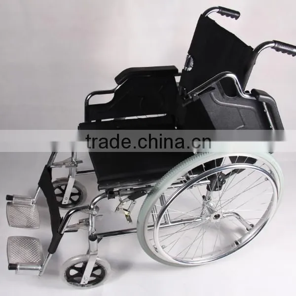 CHROMED STEEL FRAME,FLIP-UP DESK ARMREST,DETACHABLE FOOTREST,SOLID CASTOR, HOT SALE MANUAL WHEELCHIR photo-3
