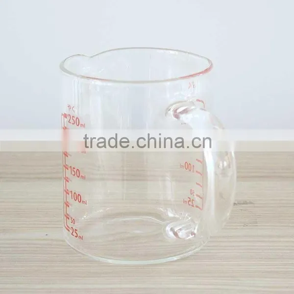 China Supplier Clear Glass Measuring Cup With Handle Handmade Glassware OEM ODM 250ml photo-3