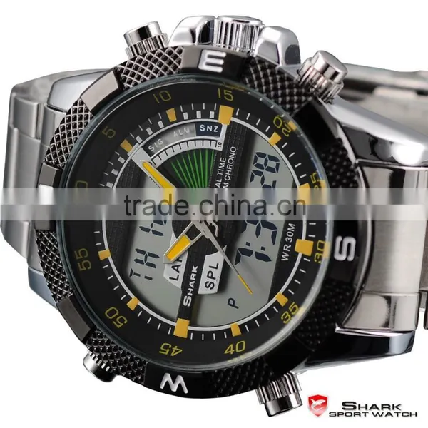 Shark Mens LED Day Date Display Steel Band Army Sports Watch photo-4