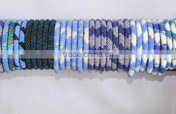 Hand Crochet Rollover Glass Bead Bracelets photo-5