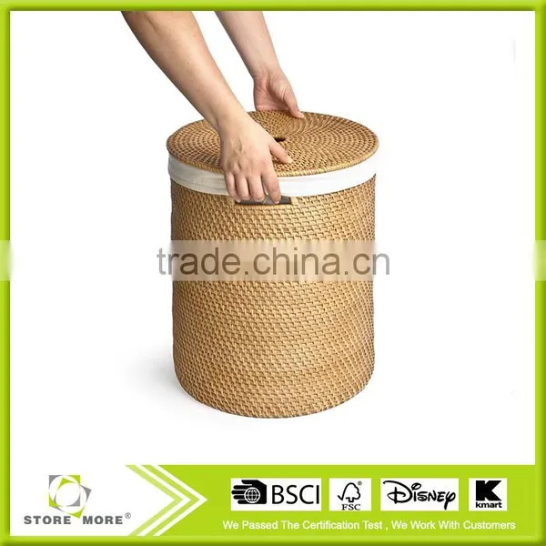 Hand Woven Rattan Laundry Hamper, Natural photo-2