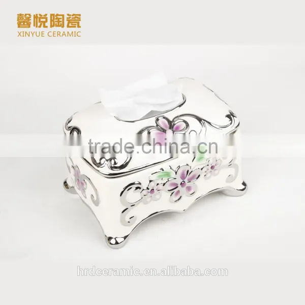 Stock Ceramic Tissue Paper Box/tissue Box in Stock Golden Color photo-3