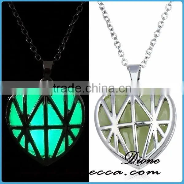 Nigh Light Magical Aqua Blue Hallow Heart Pendant Luminous photo-2
