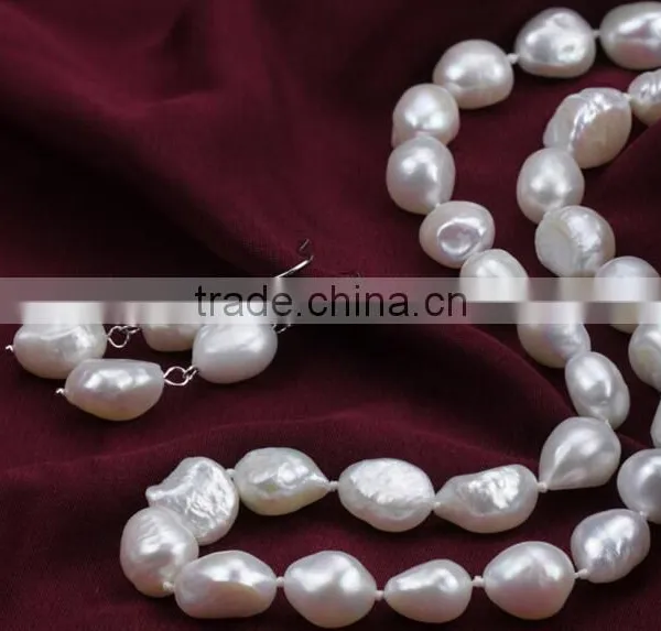 Baroque 8-9mm AAA Freshwater Pearl Necklace Earrings Set photo-4