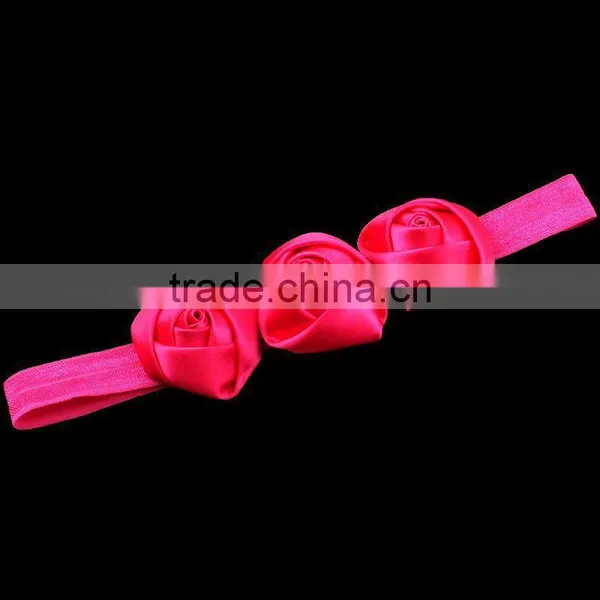 Handmade Satin Rose Flower Headband for Kids Hair Accessories photo-4