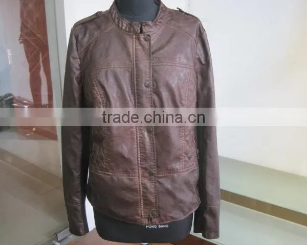 Lapel Badges Leather Wear Blouses Slim PU Jackets Women's Clothing