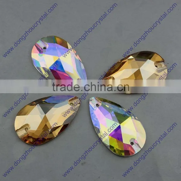 Dongzhou AB/001GSHA Color Sewing on Crystal Stones, k5 Quality Flat Back Tear Drop Crystals photo-4