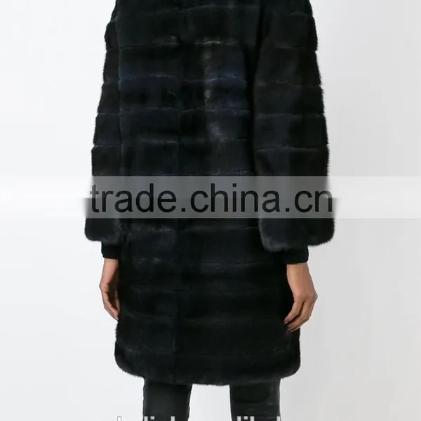 New Style Modern Ladies Black Mink Fur Padded Coat Competitive Price photo-2