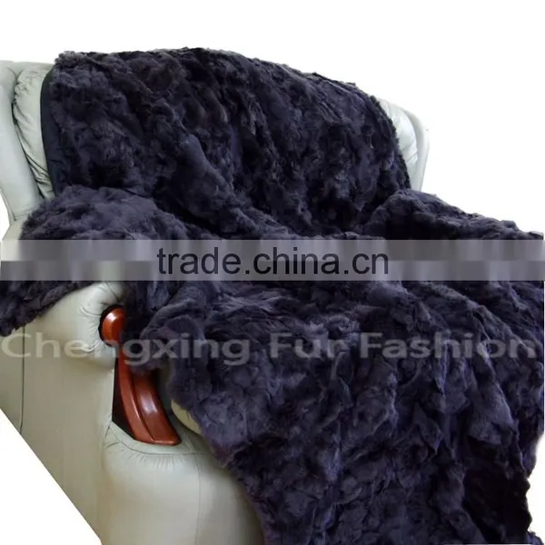 CX-D-03A Hotel Rugs Patchwork Real Rabbit Fur Animal Fur Bedding Set Fur Rug photo-5