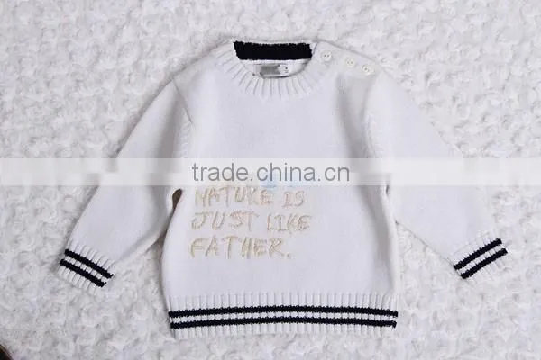 Words Embroidery Jersey Knitted Kids Pullover Sweater Crew Neck photo-3