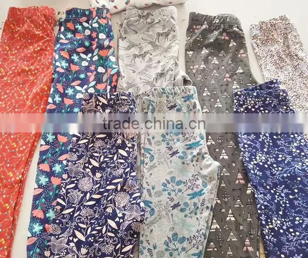 Latest Fashion Cotton Spandex Children Girls Leggings With Allover Print