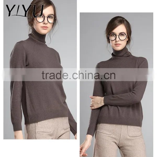 Custom High Quality Women Slim Turtleneck Knit Cashmere Pullover photo-4