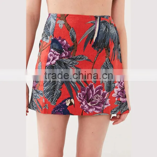 New Design Summer 2017 Fashion Floral Mini Wrap Skirt photo-2