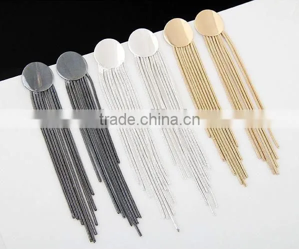 Alloy Contracted Tassels Circular Temperament Gold Earrings photo-6