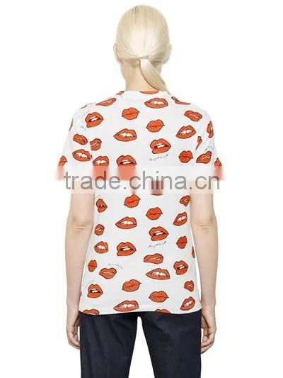 Custom Womens Top Quality Cotton Short Sleeve O Neck Printed T-Shirts,New Cotton Printed 180g T Shirts for Women photo-4