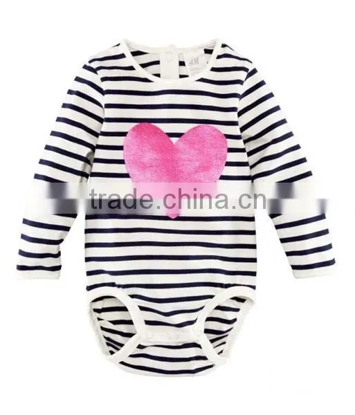 2016 Stripes Loving Heart Triangle Baby Romper photo-2