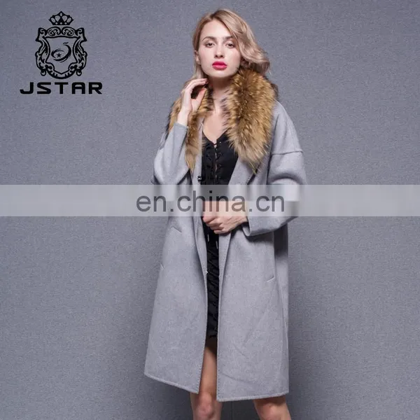 Fashion Women Cashmere Coat With Fox Fur Collar photo-3