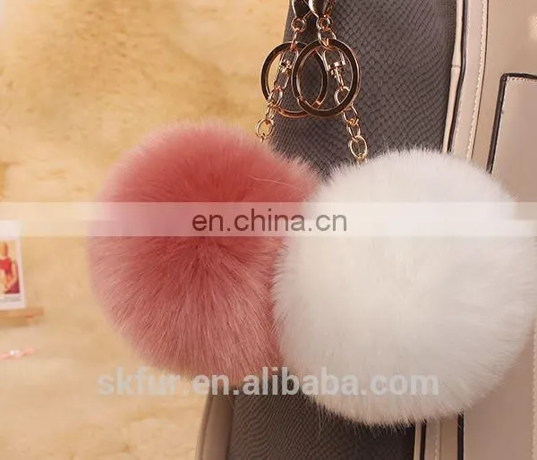 Handmade Colorful Fake Fur Pom Poms Keychain photo-5