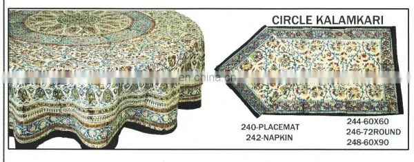 Block Printed Kalamkari Tablecloth , Napkin & Placemat photo-2