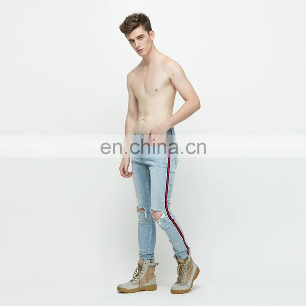 DiZNEW Fashion Super Skinny Jeans Strech Pants Damaged Track Destroyed Ripped Jeans photo-7