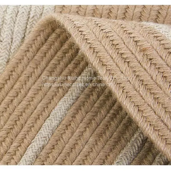 100% Natural Jute Braided Area Rug Hand Woven Carpet for Home Living Room photo-2