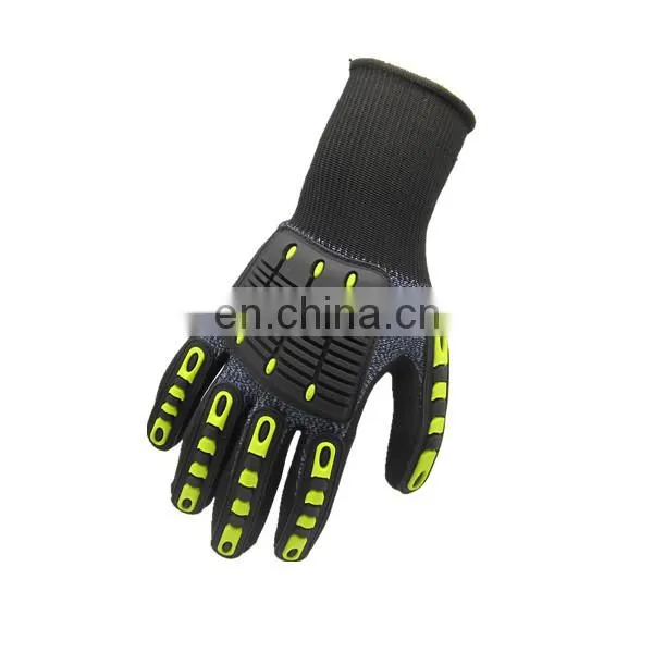 Finger Protector 13G HPPE Glassfiber Liner Cut Resistant Level 5 Impact Working Nitrile Coated Safety Gloves photo-2