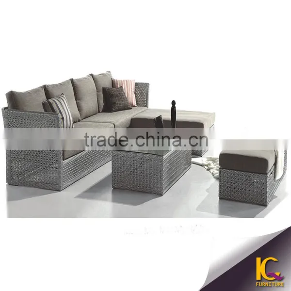 Garden Line Lowes Wicker Outdoor Patio Rattan Sofa With Cushions photo-4