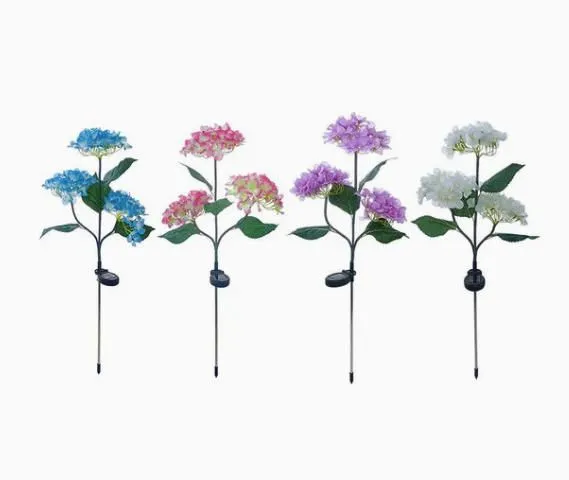Outdoor Decor Colorful Solar-Powered Hydrangea Garden Stake Lights for